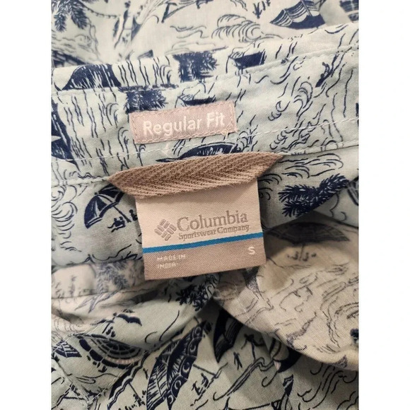 Columbia Men's Hawaiian Sailboat Beach Umbrella Short Sleeve Shirt Sz Small - Picture 3 of 8